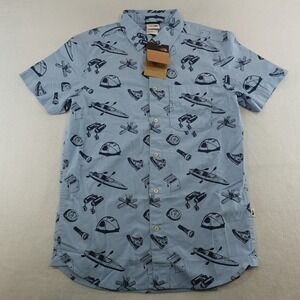 The North Face Baytrail Shirt Small Blue Button Outdoors Camp Rock Climbing‎ AOP